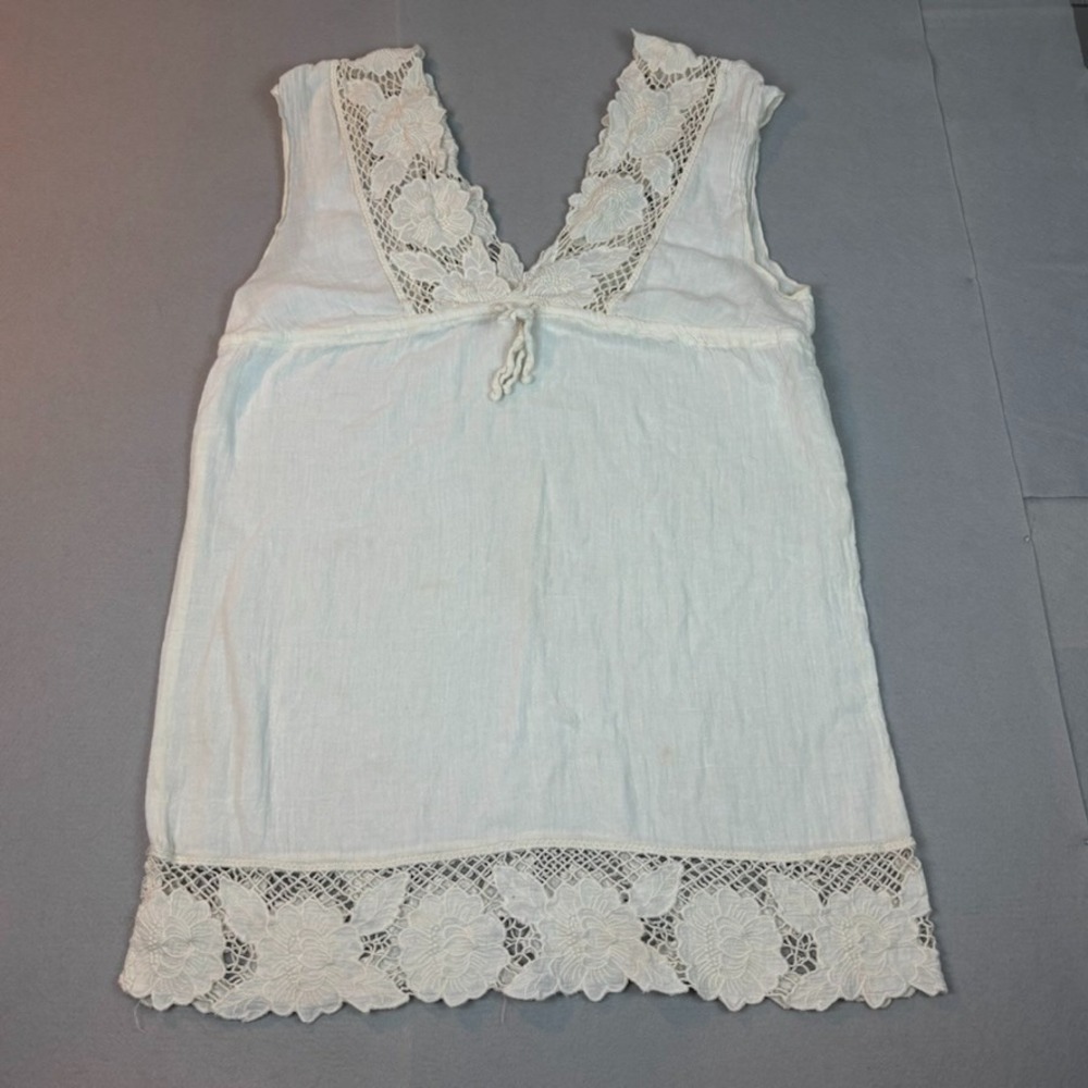 Becca by Rebecca Virtue Womens Beige Lace Trim Cap Sleeve Babydoll coverup sz XS